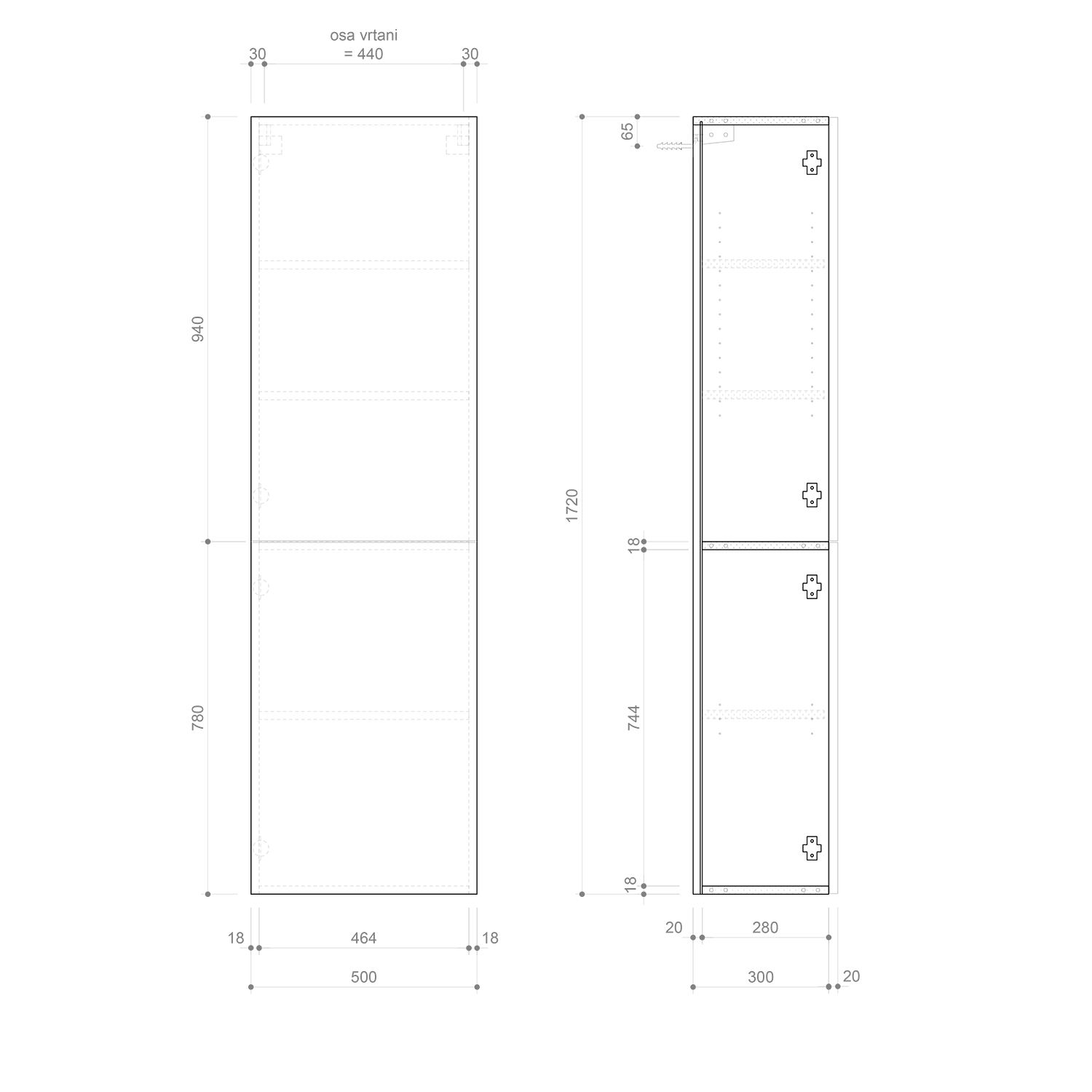 Álló szekrény, Sapho ESC450-2322 Espace álló szekrény 50x172x32 cm, Strip/Alabama tölgy