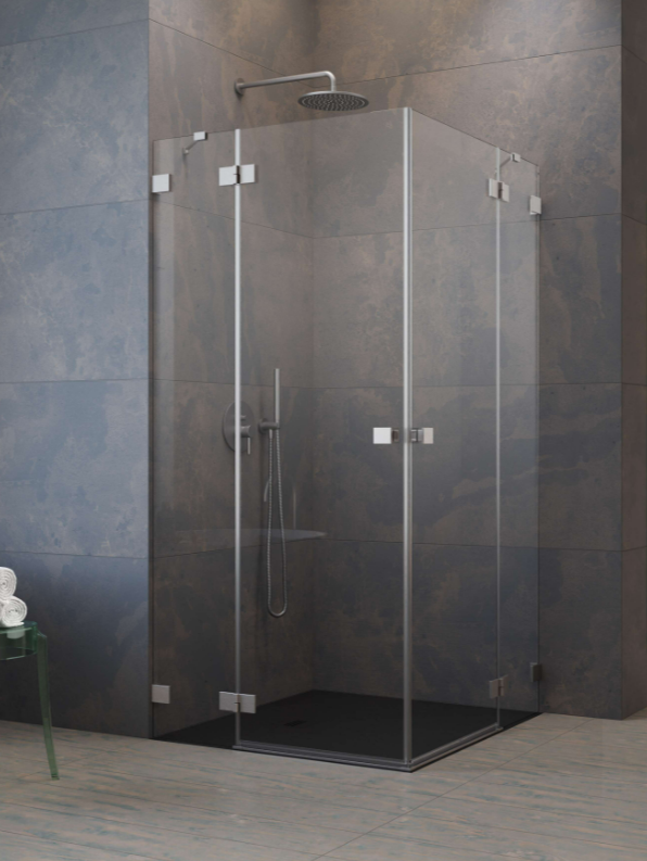 Zuhanykabin, Radaway Essenza Pro Brushed Nickel KDD szögletes zuhanykabin 100x90 átlátszó
