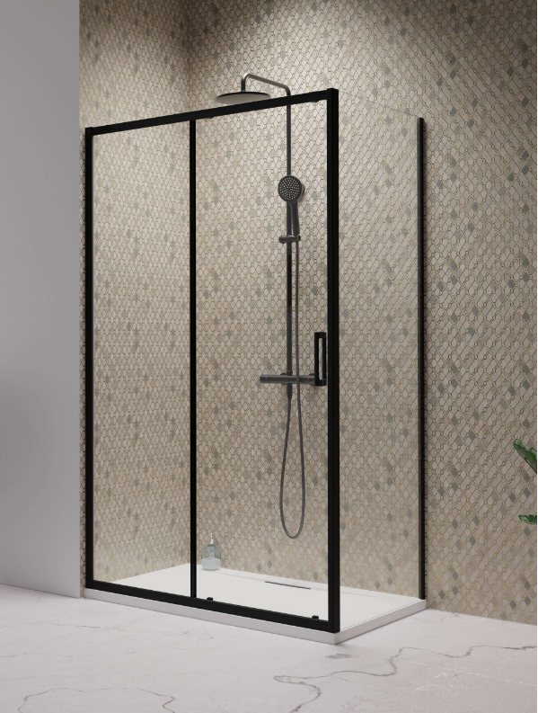 Zuhanykabin, Radaway Premium Pro Black KDJ szögletes fekete zuhanykabin 120x100 átlátszó balos