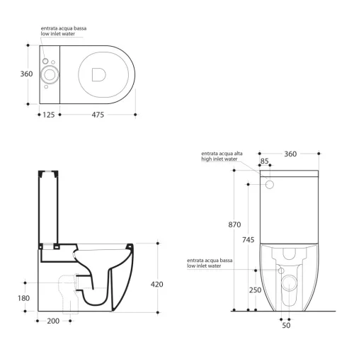 WC, KERASAN FLO Wc kombi 36x43x60cm : 311701 Sapho
