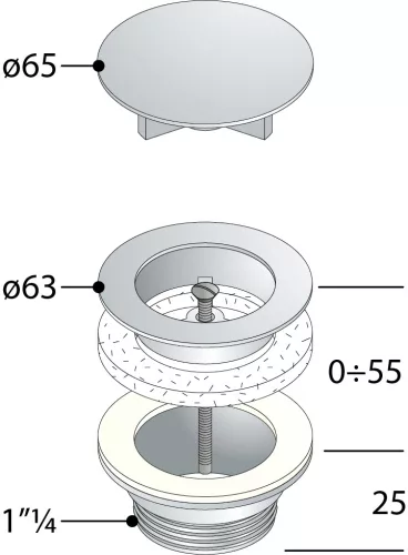 OMP TEA mosdólefolyó, 1˝1/4, króm (542.742.5)