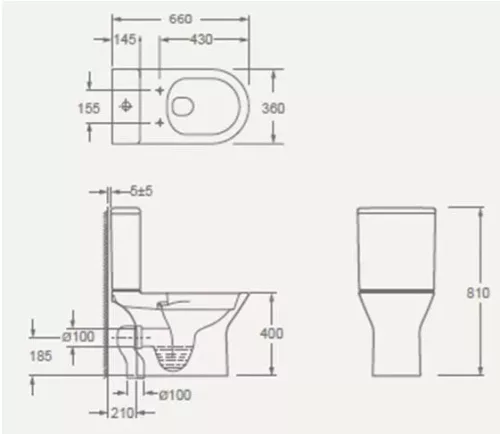 WC, Arezzo design Vermont perem nélküli, kombi wc, alsó/hátsó kifolyású AR-602R
