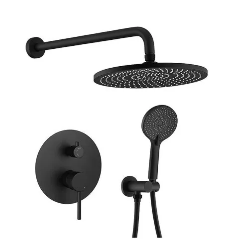 Falba süllyesztett csaptelep, Arezzo design Palmfield zuhanyszett, fekete AR-1160BL