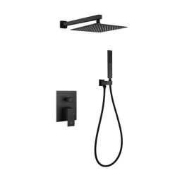   Falba süllyesztett csaptelep, Arezzo design Rockfield zuhanyszett, fekete AR-9960BL