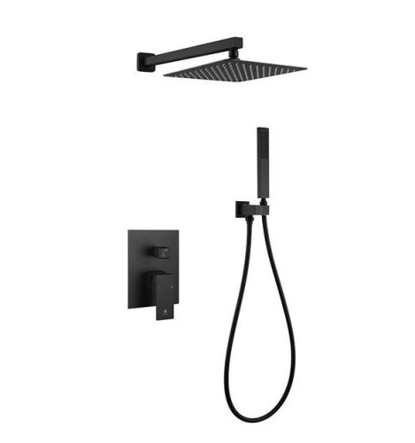 Falba süllyesztett csaptelep, Arezzo design Rockfield zuhanyszett, fekete AR-9960BL