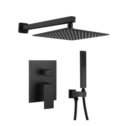 Falba süllyesztett csaptelep, Arezzo design Rockfield zuhanyszett, fekete AR-9960BL