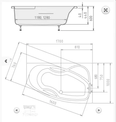 Kád, POLYSAN MAMBA kád 170x100x45 cm, jobb : 77111 Sapho