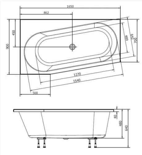 Kád, POLYSAN ASTRA WL kád 165x75x48 cm : 30611 Sapho