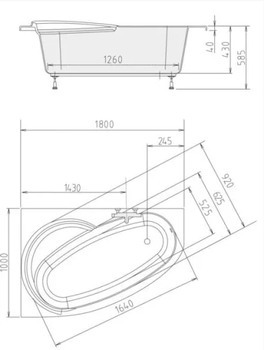 Kád, POLYSAN NAOS kád 180x100x43, bal : 46111 Sapho