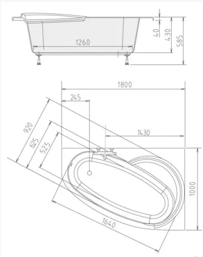 Kád, POLYSAN NAOS kád 180x100x43, jobb : 47111 Sapho