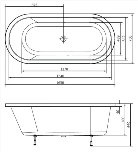 Kád, POLYSAN ASTRA O kád 165x75x48 cm : 35611 Sapho