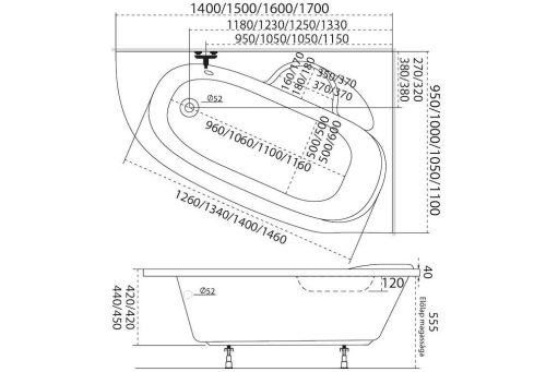 Kád, M-Acryl Daria 140x95 Balos