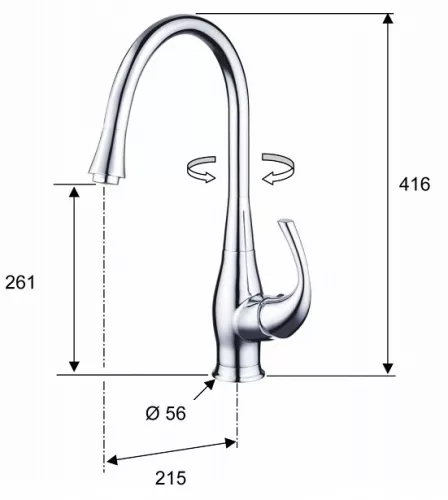 Mosogató csaptelep, Sapho PRIM 38cm króm PR21619
