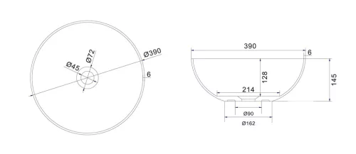 Mosdó, THIN pultra szerelhető mosdó, 390x145 mm, matt fehér: WN185 Sapho