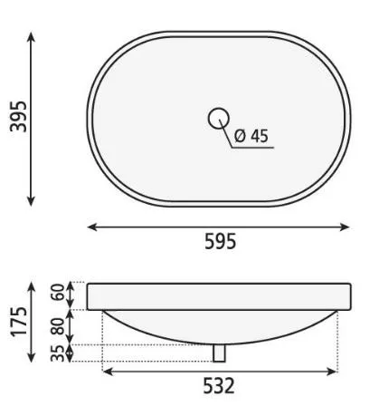 Mosdó, LIMA mosdó 59,5x17,5x3,9,5 cm : BH7022 Sapho