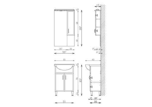 Komplett bútor, Tboss Classic 55 jobbos felsőszekrénnyel