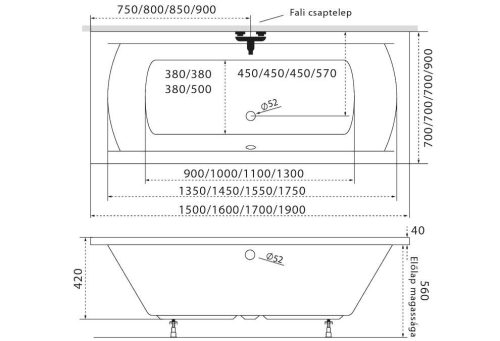 Kád, M-Acryl Helena 150x70