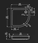 Zuhanytálca, Roltechnik Hawaii 900x900 íves :RT