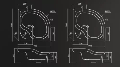 Zuhanytálca, Roltechnik Semideep neo/900 Sanipro