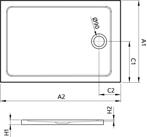 Zuhanytálca, Radaway Doros F 120x80 akril zuhanytálca