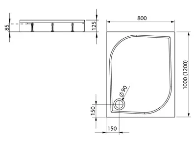 Zuhanytálca, Radaway Paros D 100x90 műmárvány zuhanytálca