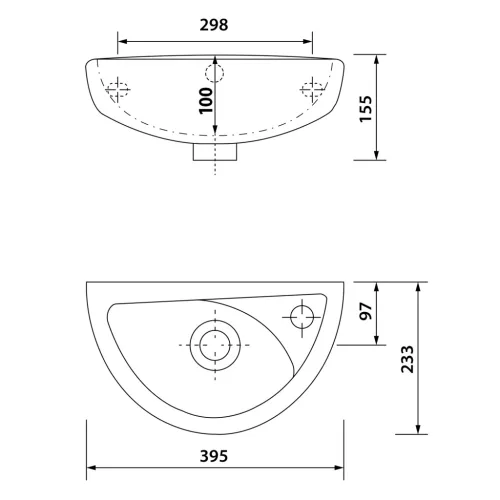 Mosdó, AQUALINE SMALL Oval mosdó 39x23: TP040