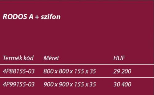 Zuhanytálca, Radaway Rodos A 90x90 akril zuhanytálca