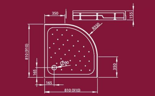 Zuhanytálca, Radaway Rodos A 90x90 akril zuhanytálca