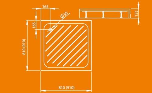 Zuhanytálca, Radaway Rodos C 90x90 akril zuhanytálca