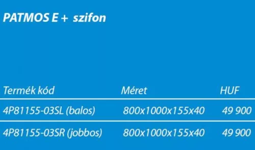 Zuhanytálca, Radaway Patmos E 100x80 jobbos akril zuhanytálca