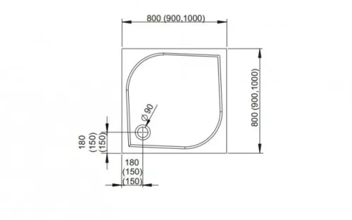 Zuhanytálca, Radaway Paros C 100x100 műmárvány zuhanytálca