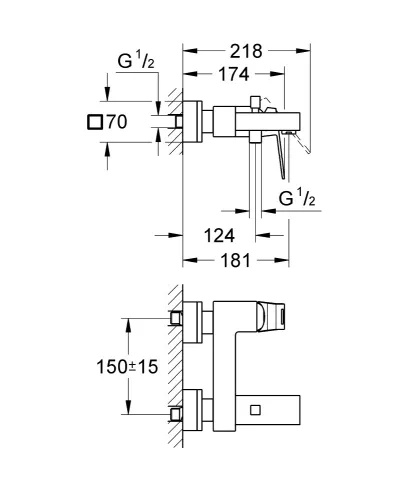 Kádtöltő csaptelep, Grohe Eurocube kádtöltő csaptelep, króm 23140000