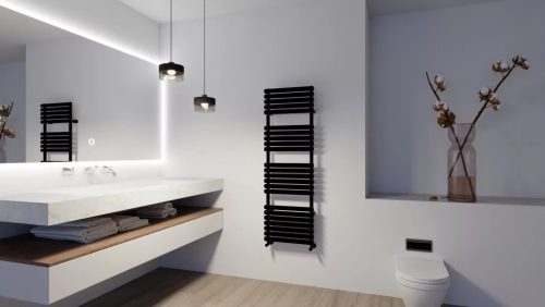 Egyenes radiátor, Arezzo design Flat Black 1500x500 törölközőszárítós radiátor AR-FB15050