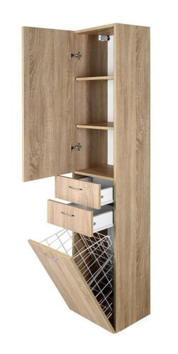 Álló szekrény, AQUALINE Zoja szennyestartóval platina tölgy bal 51232