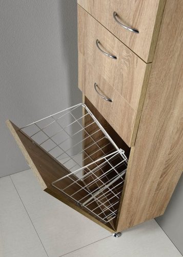 Álló szekrény, AQUALINE Zoja szennyestartóval platina tölgy bal 51232