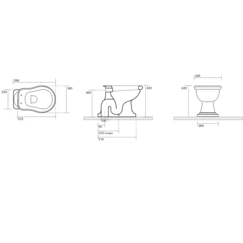 WC, KERASAN RETRO WC alsó kifolyású : 101001 Sapho