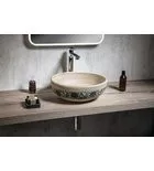 Mosdó, PRIORI kerámiamosdó, átmérő 42cm, bézs, kék mintával: PI011 Sapho