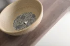 Mosdó, PRIORI kerámiamosdó, átmérő 42cm, bézs, kék mintával: PI011 Sapho