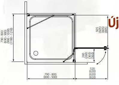 Zuhanykabin, Radaway Torrenta KDJ 80x80 balos átlátszó üveggel