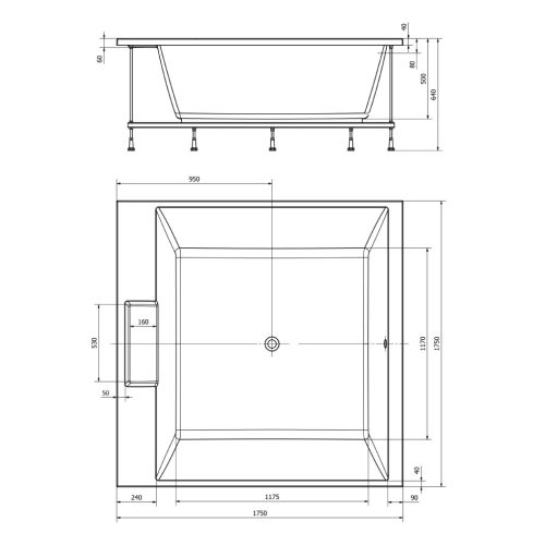 Kád, POLYSAN CAME kád 175x175 cm : 23611 Sapho