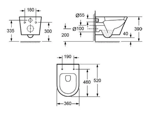WC, Arezzo design Indiana Rimless perem nélküli függesztett AR-100R