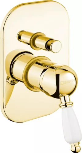 Falba süllyesztett csaptelep, Sapho KIRKÉ csaptelep 2 irányú fehér kar arany KI42BZ