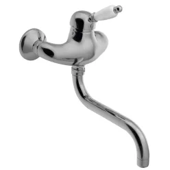   Mosdó csaptelep, KIRKÉ fali csaptelep, fehér karral, króm : KI15BC Sapho