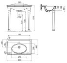 Mosdó, ANTIK kerámiamosdó 80x50 cm : AN080 Sapho