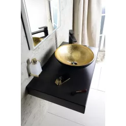   Mosdó, MURANO BLACK-GOLD üvegmosdó 40x14cm, arany/fekete: AL5318-77 Sapho