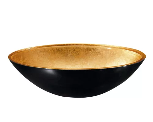 Mosdó, MURANO BLACK-GOLD üvegmosdó 40x14cm, arany/fekete: AL5318-77 Sapho