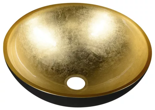 Mosdó, MURANO BLACK-GOLD üvegmosdó 40x14cm, arany/fekete: AL5318-77 Sapho