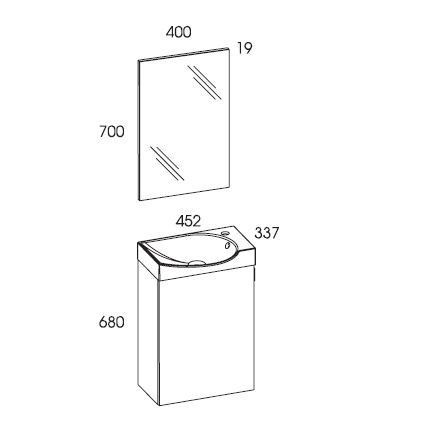 Komplett fürdőszobabútor, Valore CITY 3 MOSDÓ SZEKRÉNY 45 CM 1A + PORC. MOSDÓ WHITE