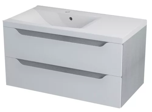 Alsó szekrény, Sapho WAVE II mosdótartó szekrény 90x45x48 cm balos ezüst tölgy WA094L