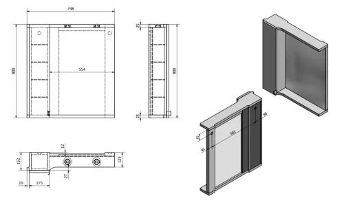 Fürdőszobabútor felső szekrény, Sapho PULSE 75x80x17 bal fehér PU077L